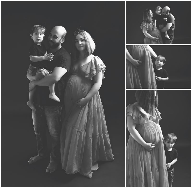 Studio Canberra Maternity Photography Session Capturing Intimate Family Moments with Expectant Mother, Father, and Toddler