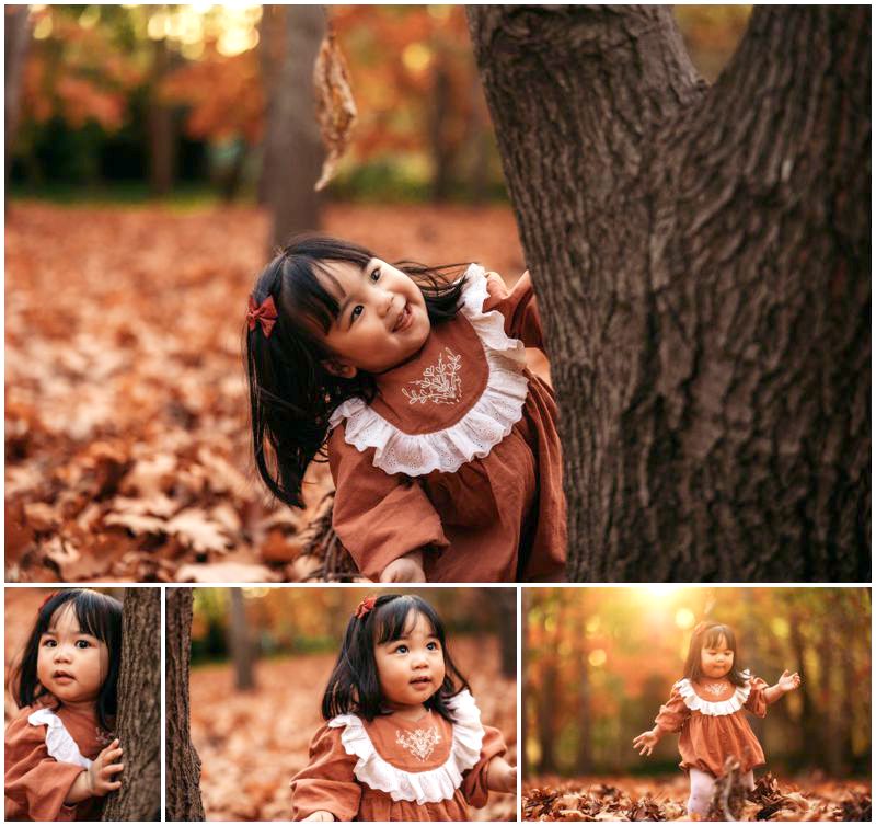 Autumn Canberra Family Photography Session with Smiling Child and Parents Amongst Vibrant Autumn Foliage_0002
