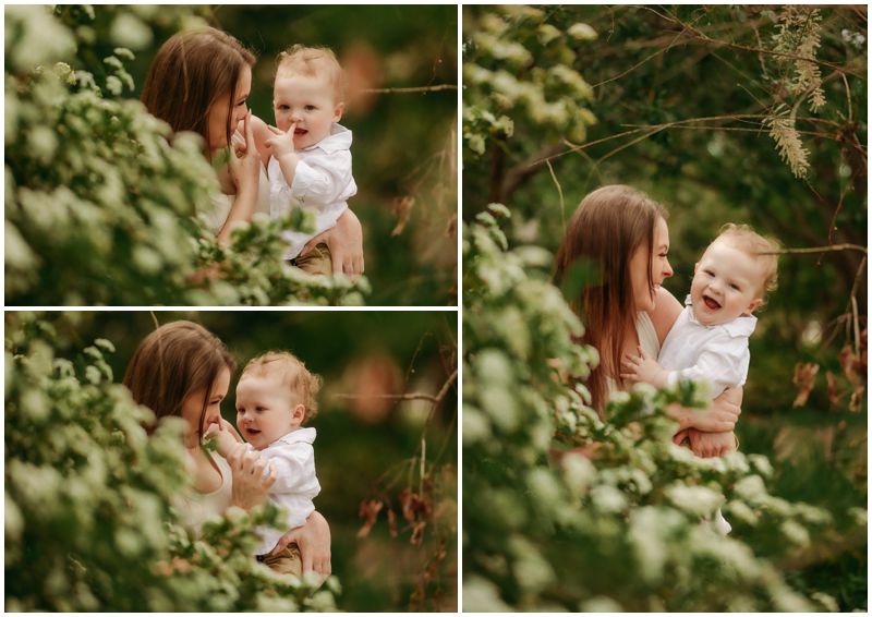 Gleeful Toddler Taking First Steps on a Spring Day with Mother Watching Over in a Canberra Family Photography Session_0008