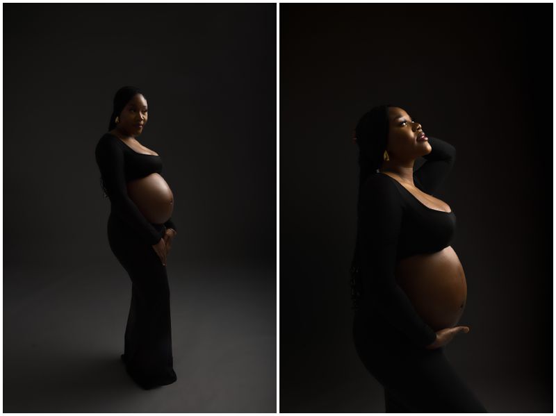 Studio Canberra Maternity Photographer | Classic Black Backround Maternity Studio Portraits