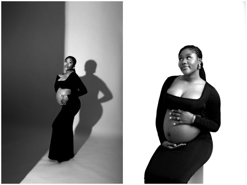 Studio Canberra Maternity Photographer | Dramatic Black and White Maternity Portraits