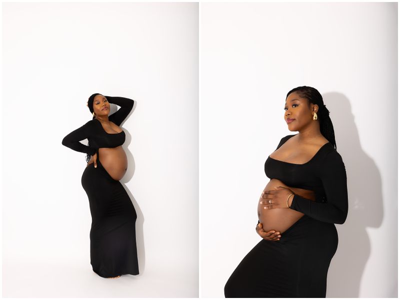 Studio Canberra Maternity Photographer | Elegant Full-Length Maternity Portraits